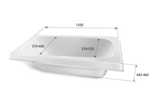 Чугунная ванна 1,5м элипс (45 глубина)